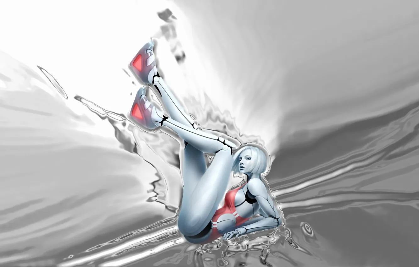Photo wallpaper girl, rendering, robot