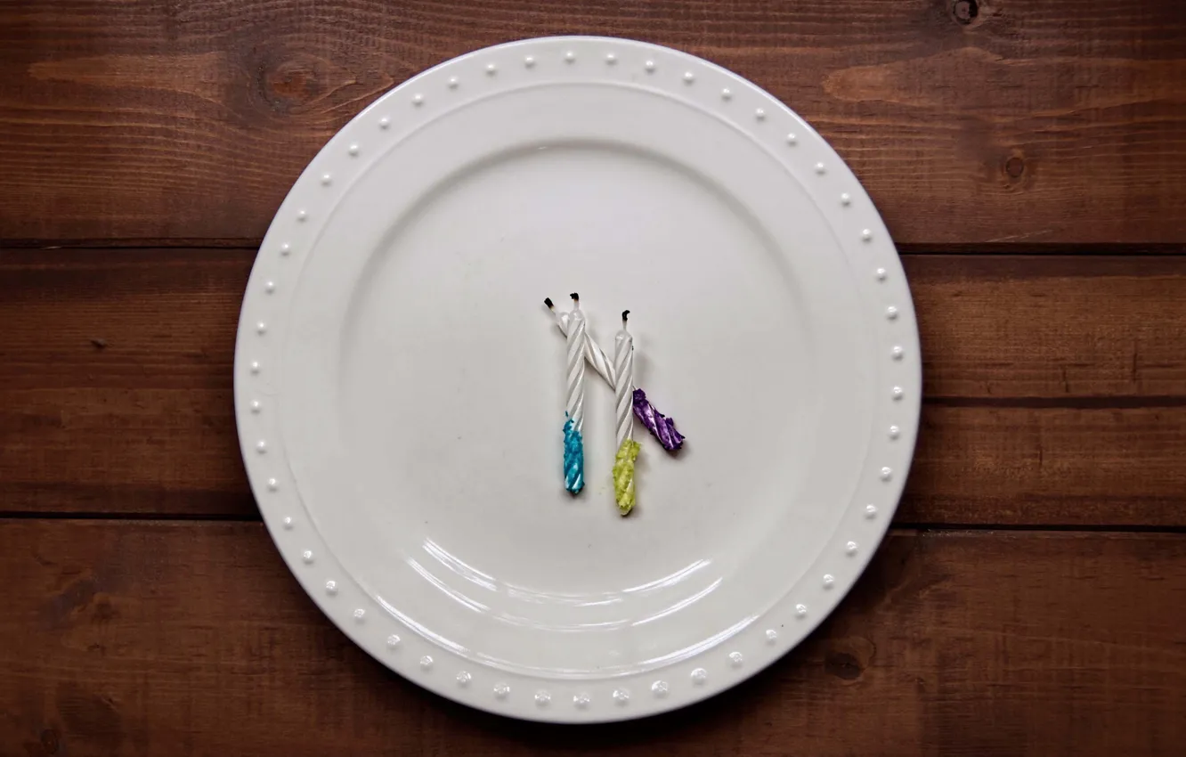 Photo wallpaper table, candles, plate