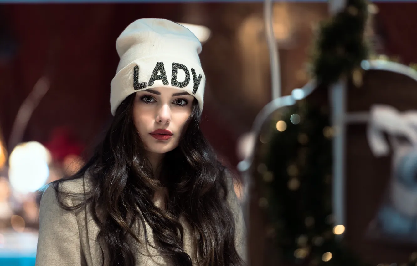 Photo wallpaper look, face, hair, beauty, cap, Ester