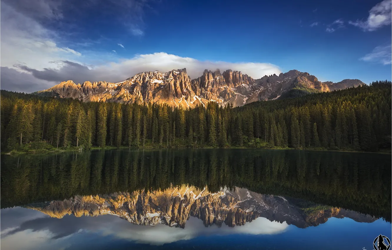 Photo wallpaper forest, landscape, mountains, nature, lake, reflection