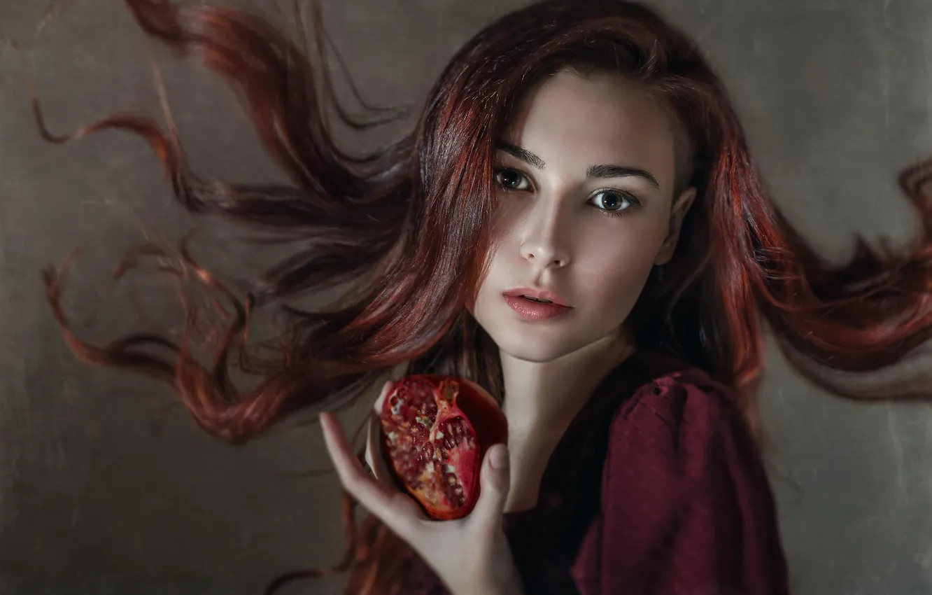 Photo wallpaper hair, portrait, makeup, garnet