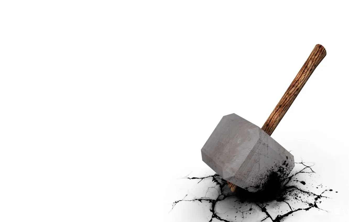 Photo wallpaper cracked, minimalism, hammer