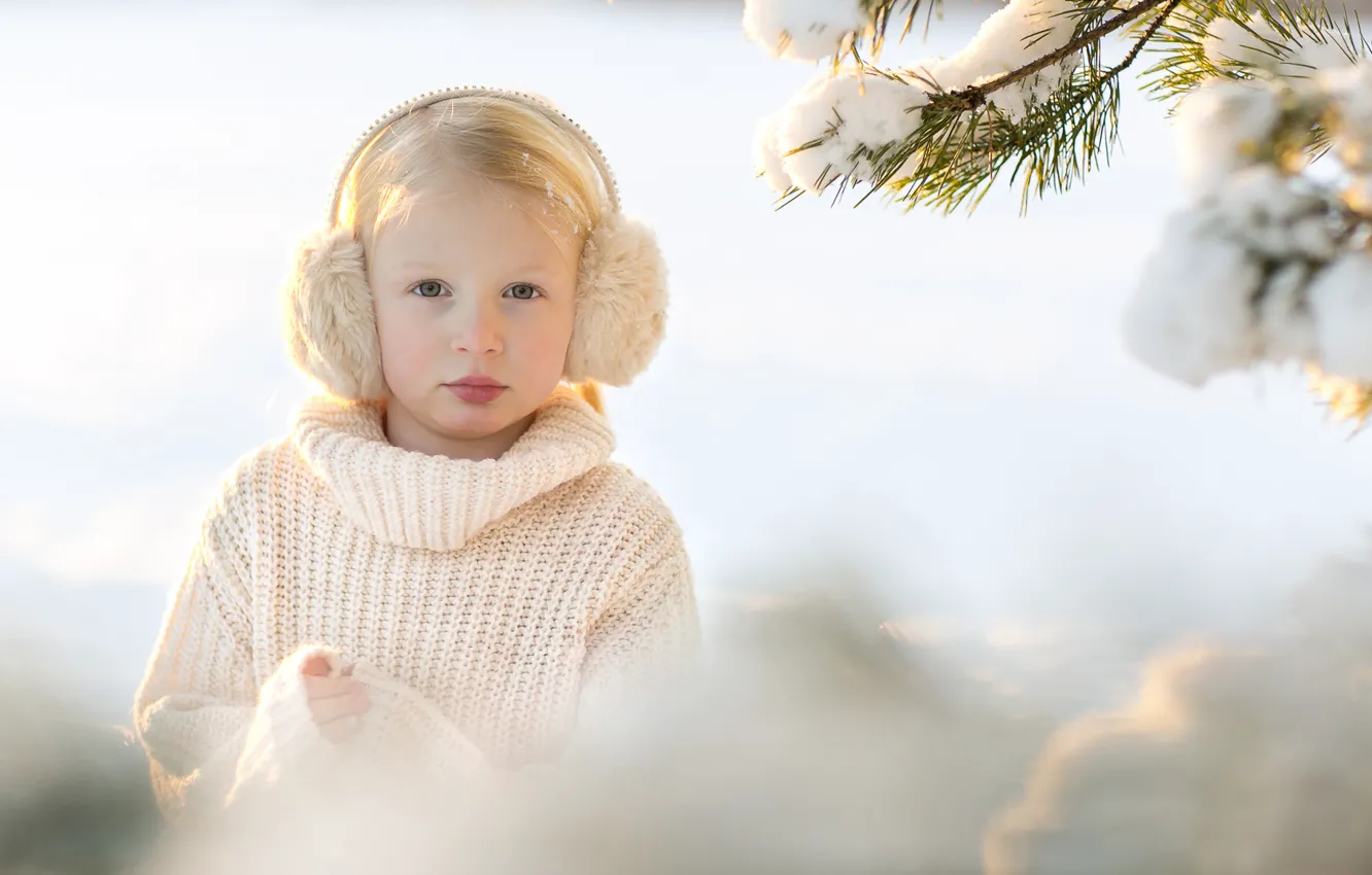 Photo wallpaper snow, portrait, girl, Sandra Jolly