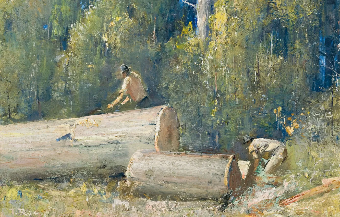 Photo wallpaper picture, loggers, 1924, Tom Roberts, Tom Roberts