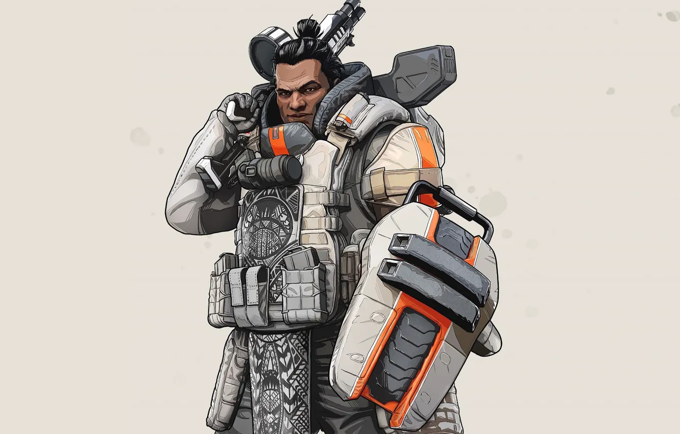 Photo wallpaper look, the game, man, grey background, character, Apex Legends