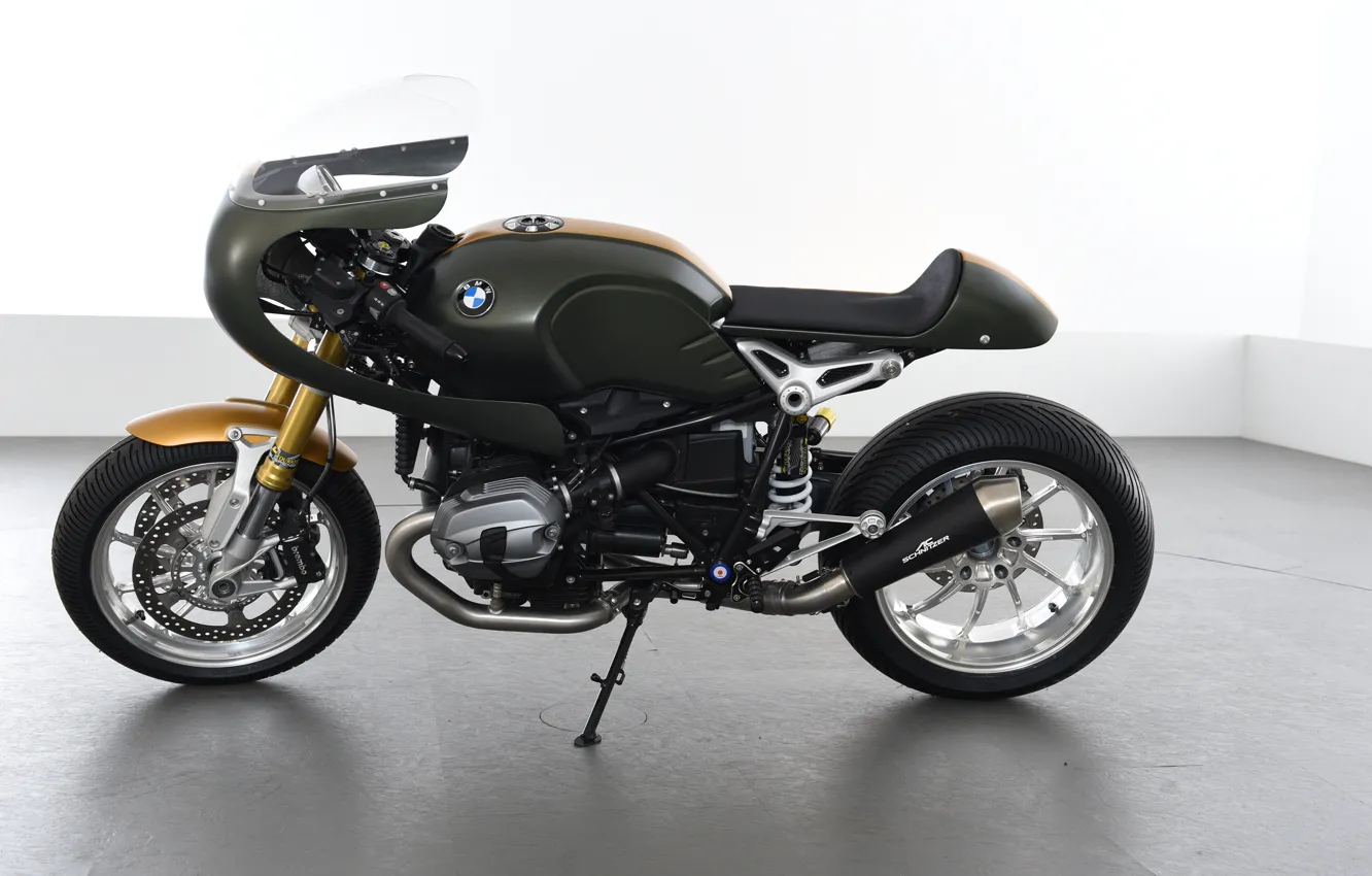 Photo wallpaper photo, Black, BMW, Motorcycle, Side, nineT, 2016-19, Schnitzer R