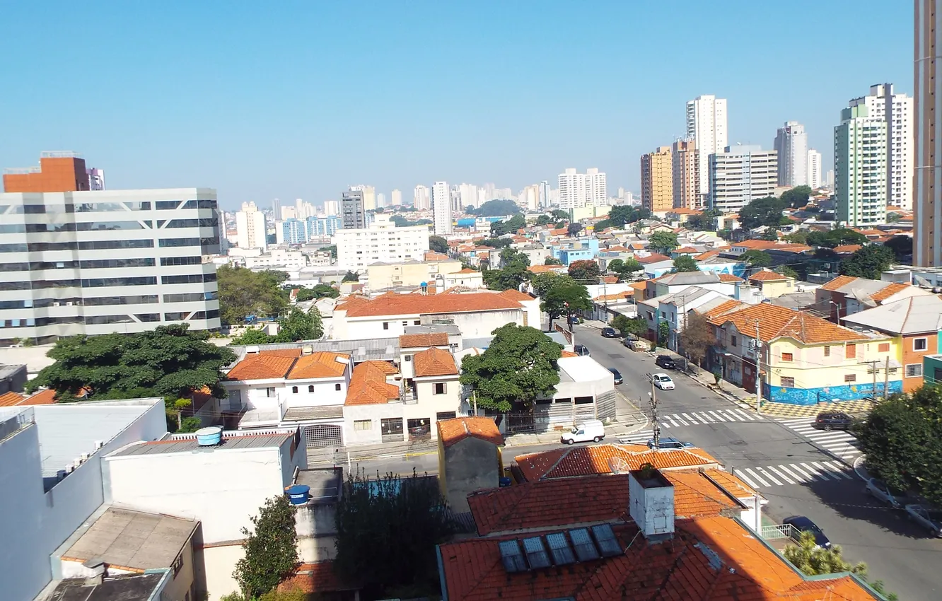 Photo wallpaper panorama, street, Brazil, buildings, São Paulo