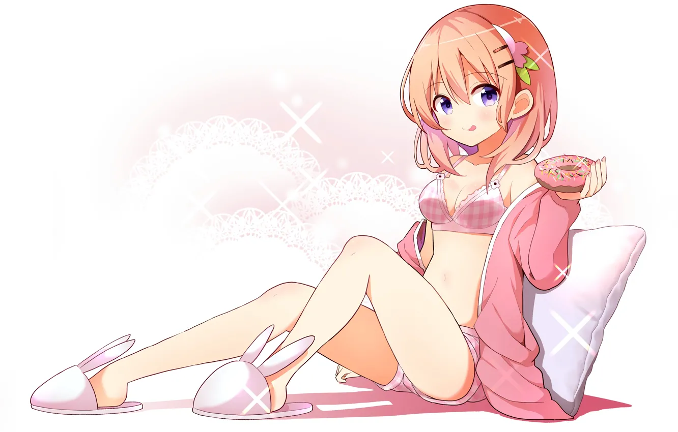 Photo wallpaper girl, sexy, cleavage, shorts, legs, boobs, anime, beautiful