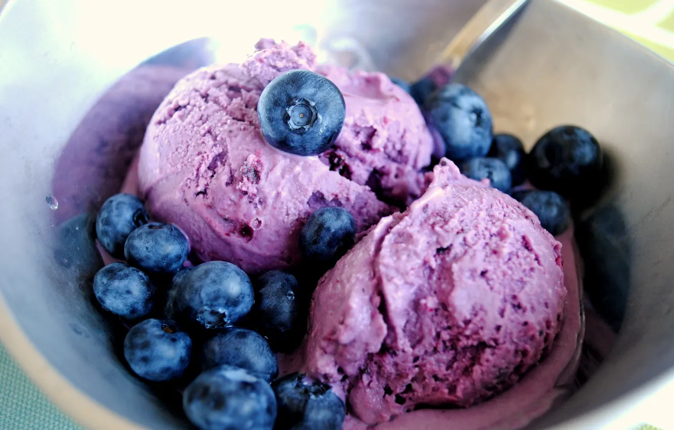 Photo wallpaper berries, the sweetness, food, blueberries, ice cream, dessert, delicious, blueberries