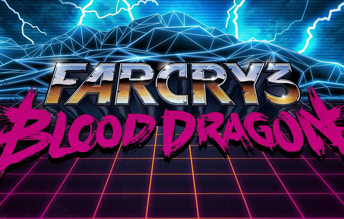 Photo wallpaper mountains, retro, future, lightning, island, art, Far Cry, nostalgia