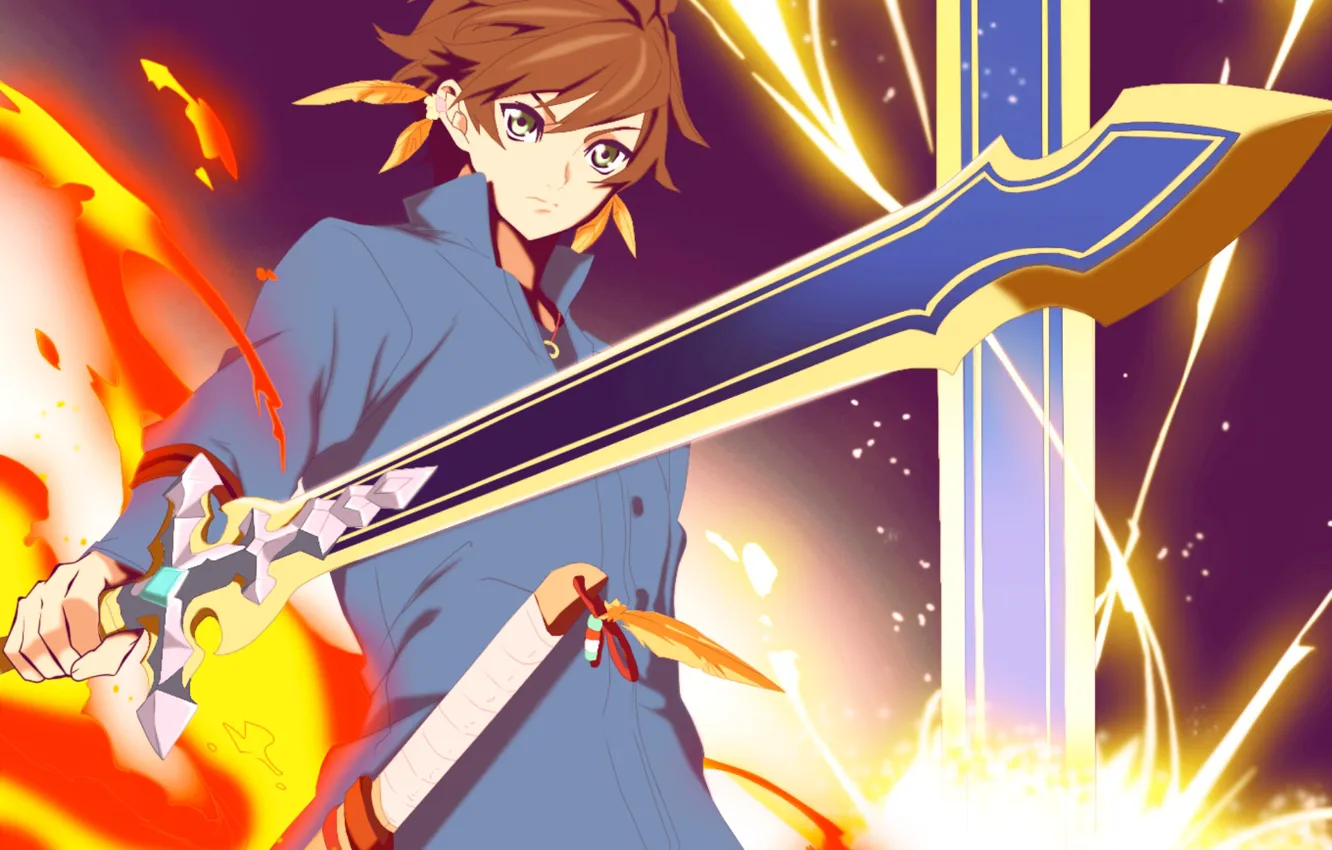 Photo wallpaper look, sword, guy