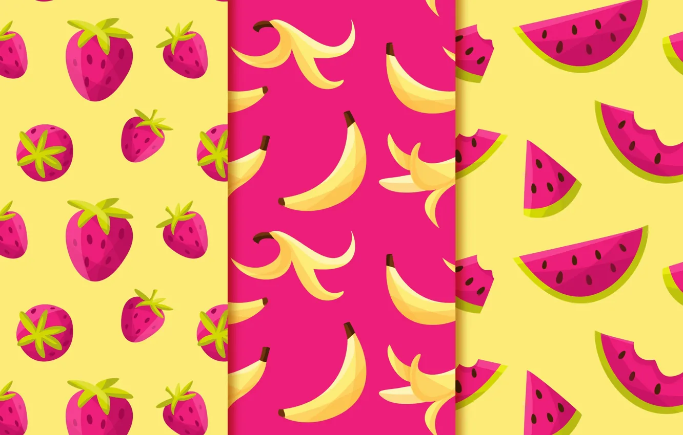 Photo wallpaper background, texture, strawberry, fruit, Purple, banana, yellow, patterns
