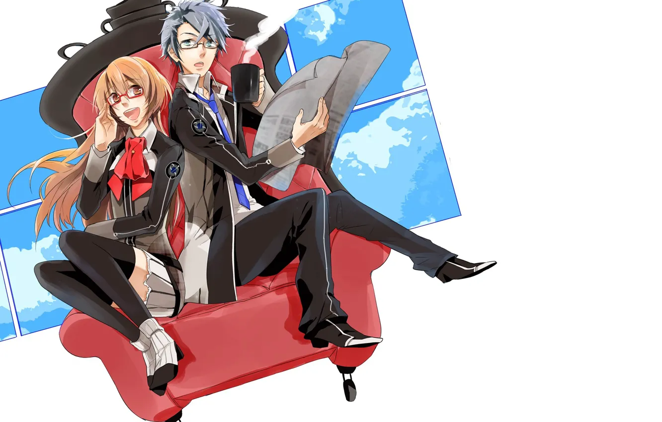 Photo wallpaper girl, guy, starry sky, Starry★Sky, visual novel, anime (2011)