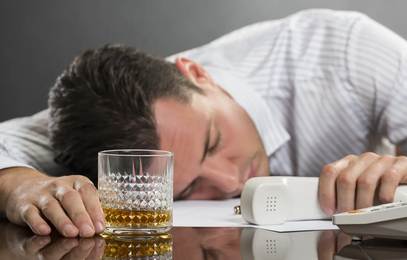 Photo wallpaper whiskey, telephone, work, fatigue
