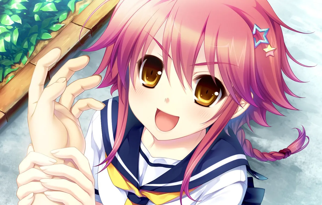 Photo wallpaper anime, hands, girl, schoolgirl