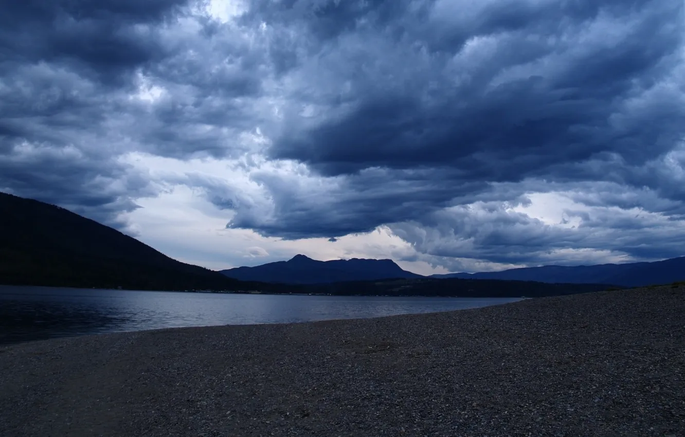 Photo wallpaper the sky, landscape, mountains, photo, background, Wallpaper, shore, the evening