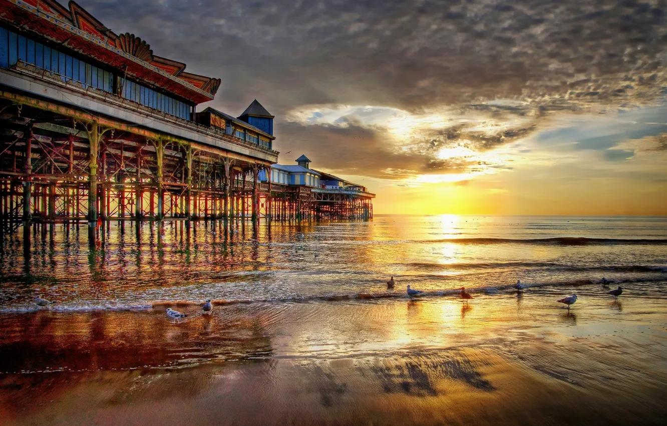 Photo wallpaper sea, the sky, the sun, landscape, sunset, nature, the ocean, dawn