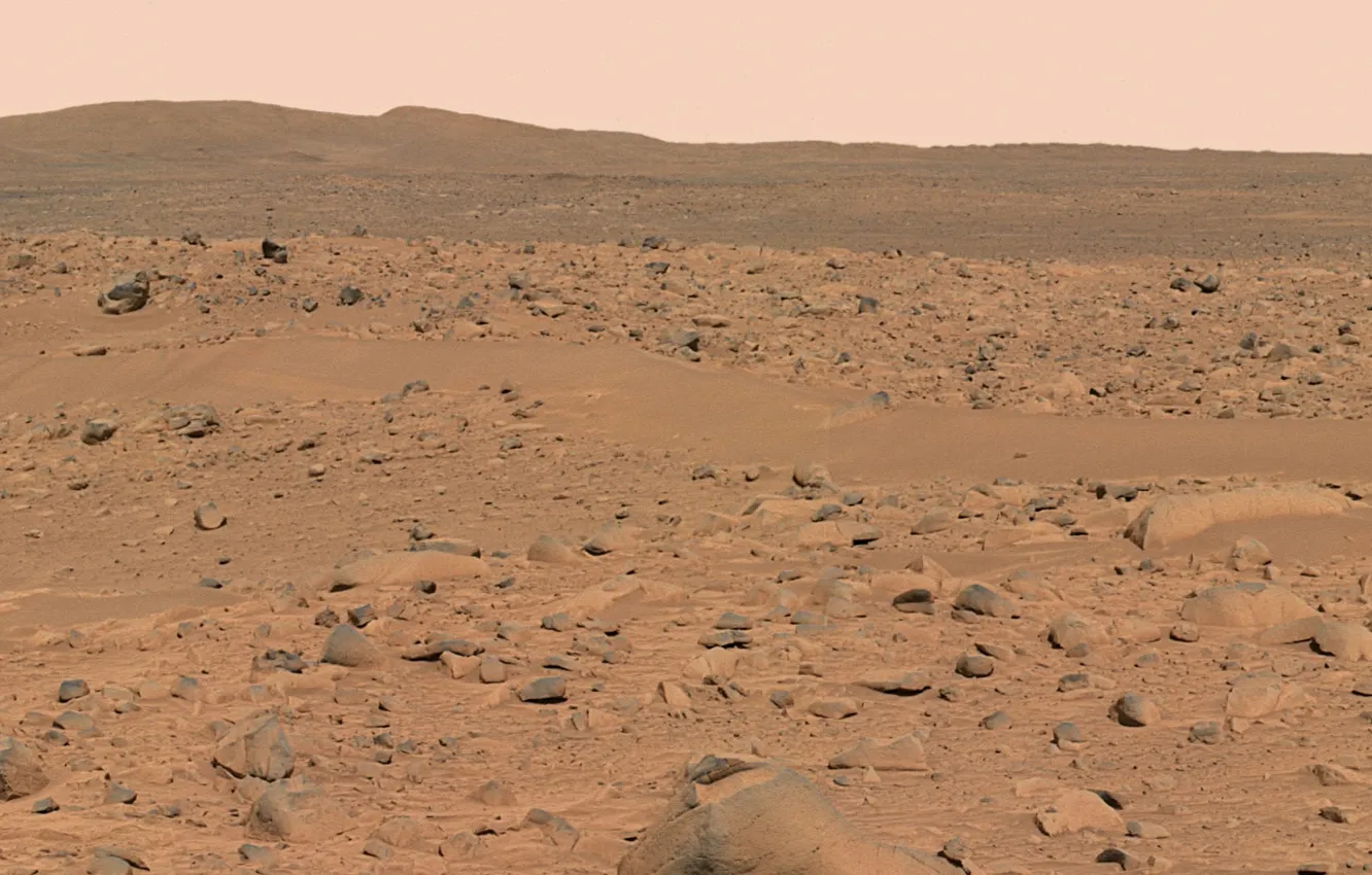 Photo wallpaper the sky, surface, mountains, nature, stones, desert, planet, Mars