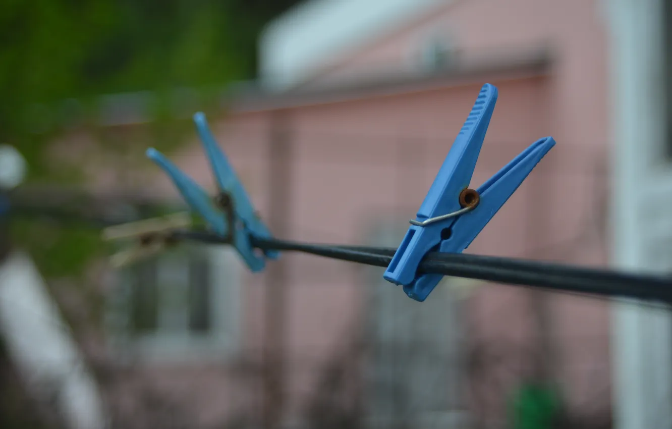 Photo wallpaper rope, Boke, clothespins