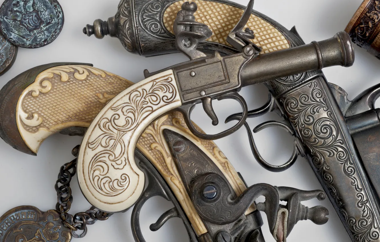 Photo wallpaper weapons, ancient, firearms, pistolon