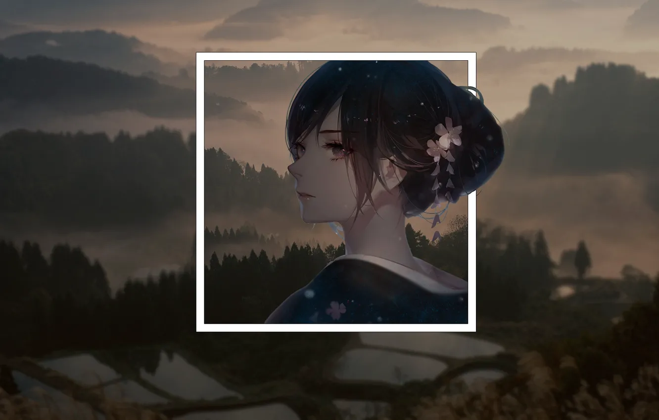 Photo wallpaper mountains, anime, anime, geometric shapes, madskillz, madskilz