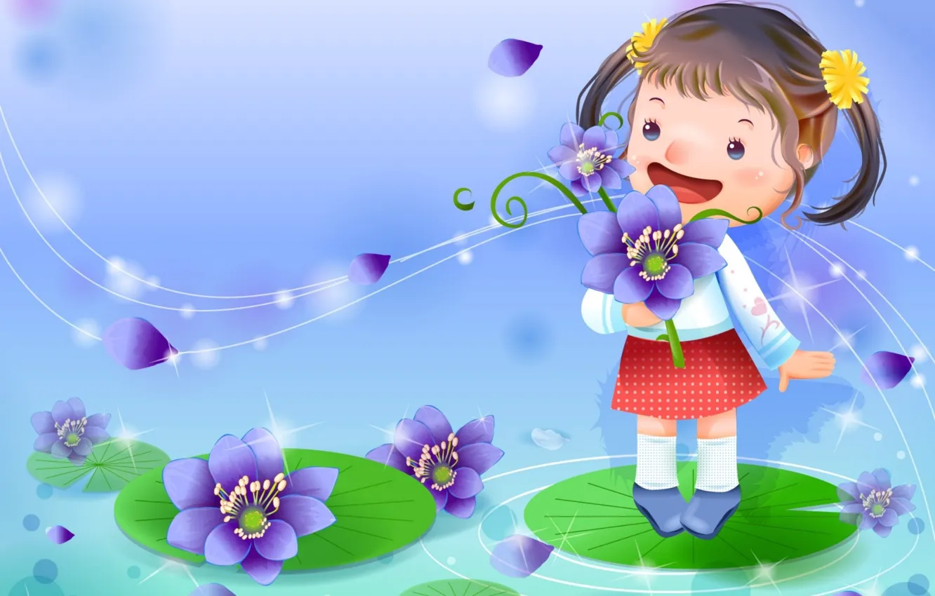 Photo wallpaper flowers, mood, art, girl