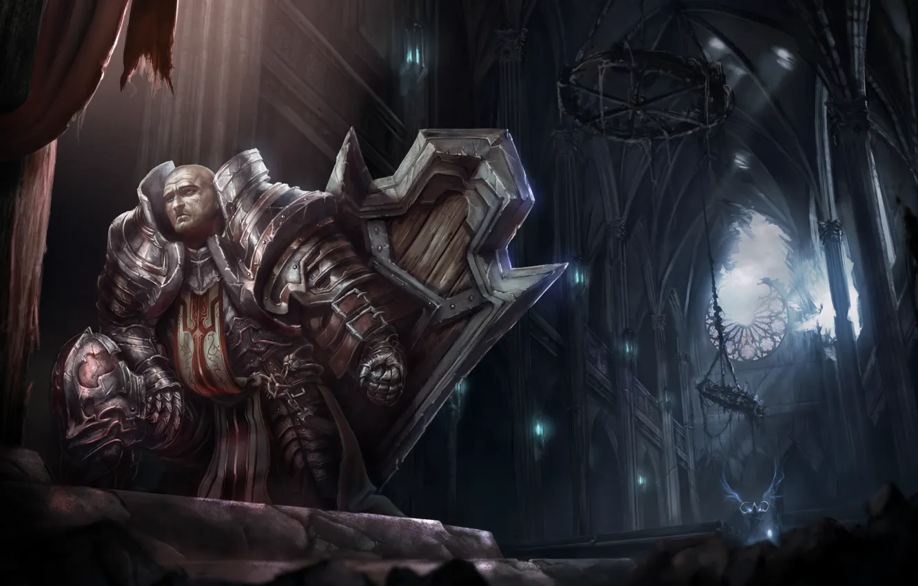 Photo wallpaper Church, shield, Diablo 3, Crusader
