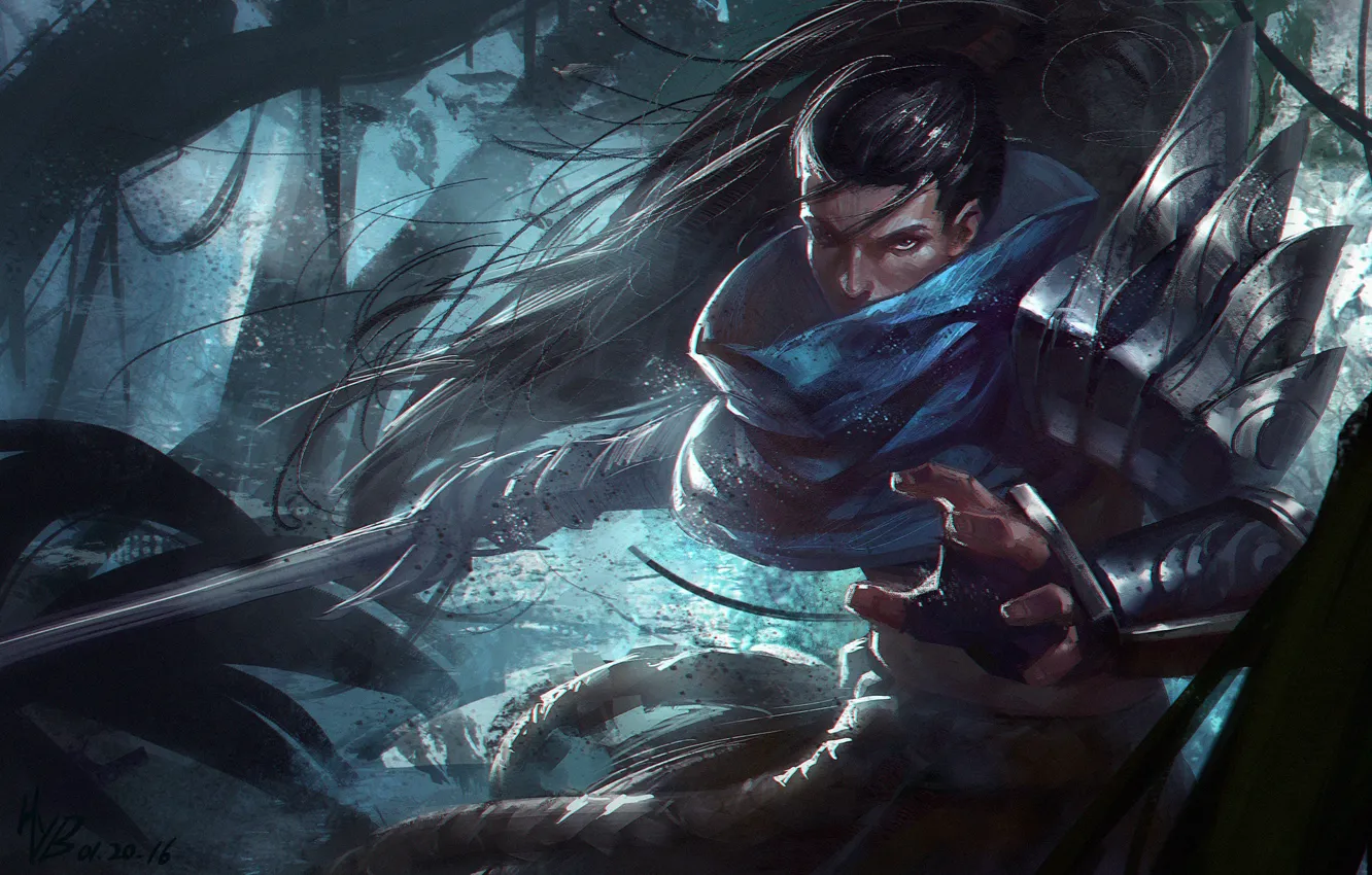 Photo wallpaper look, samurai, guy, League of Legends, League Of Legends, Yasuo