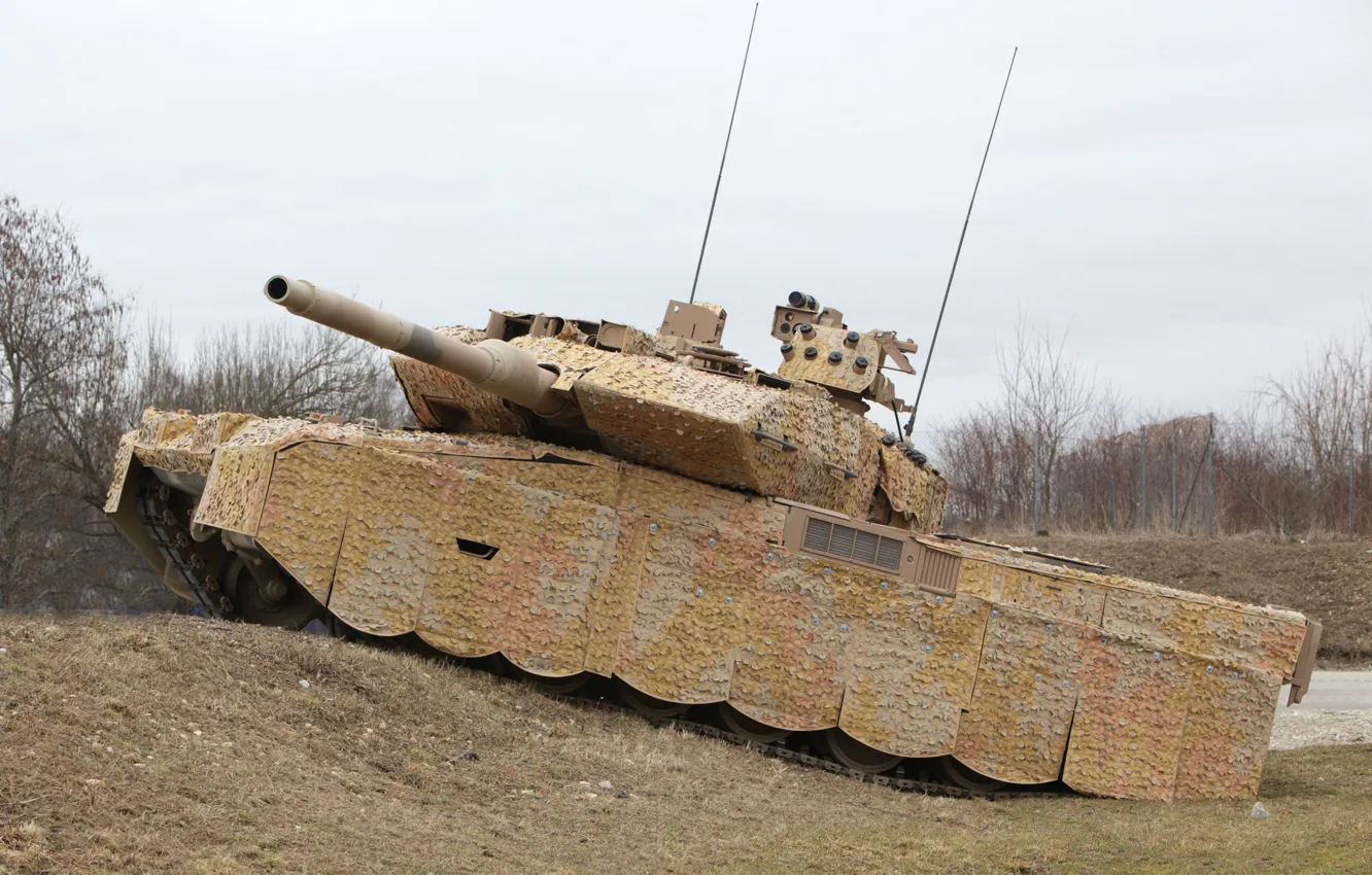Photo wallpaper Germany, tank, camouflage, armor, military equipment, Leopard 2A7+