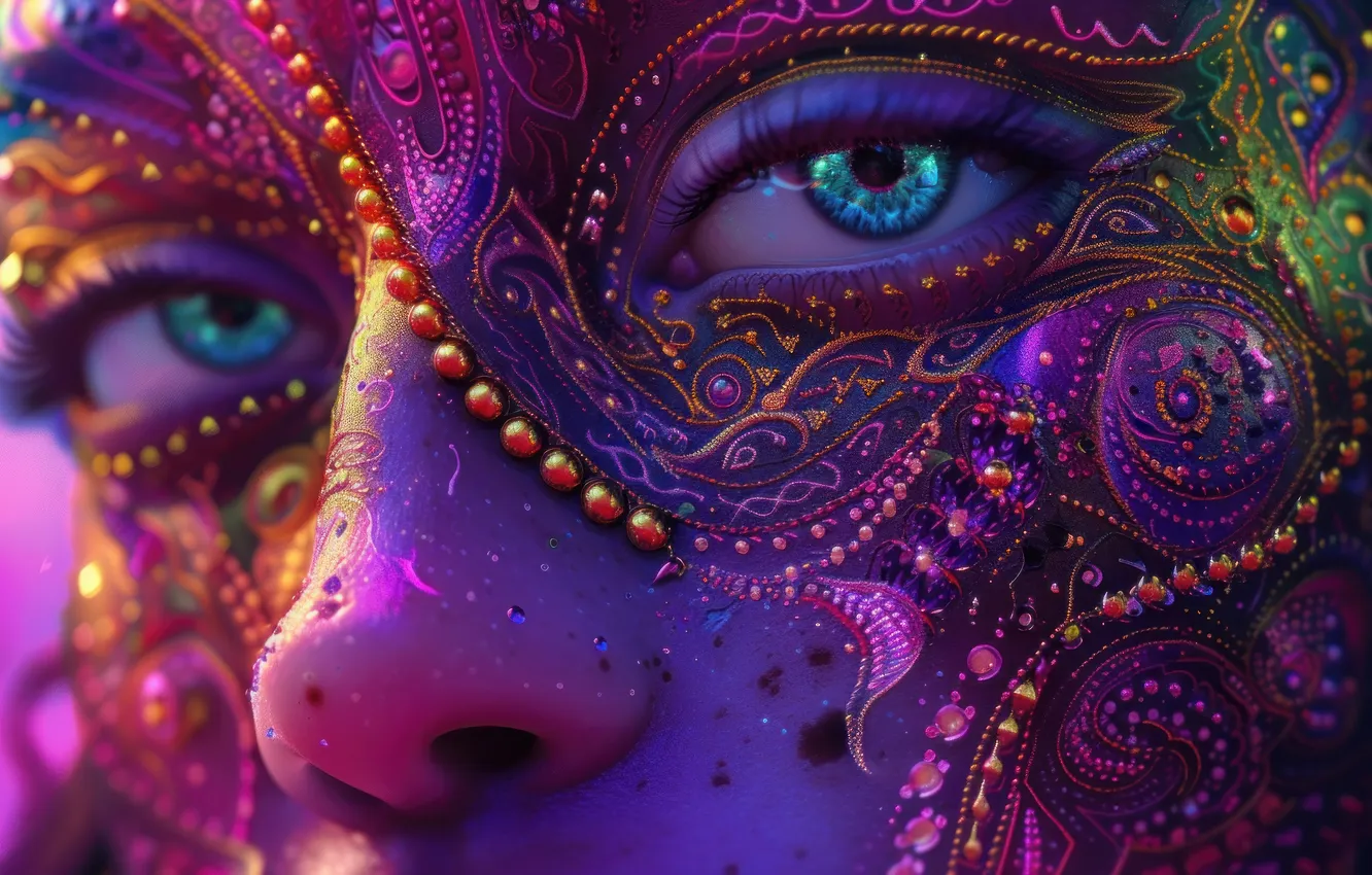 Photo wallpaper eyes, decoration, close-up, face, figure, makeup, close-up, eyes