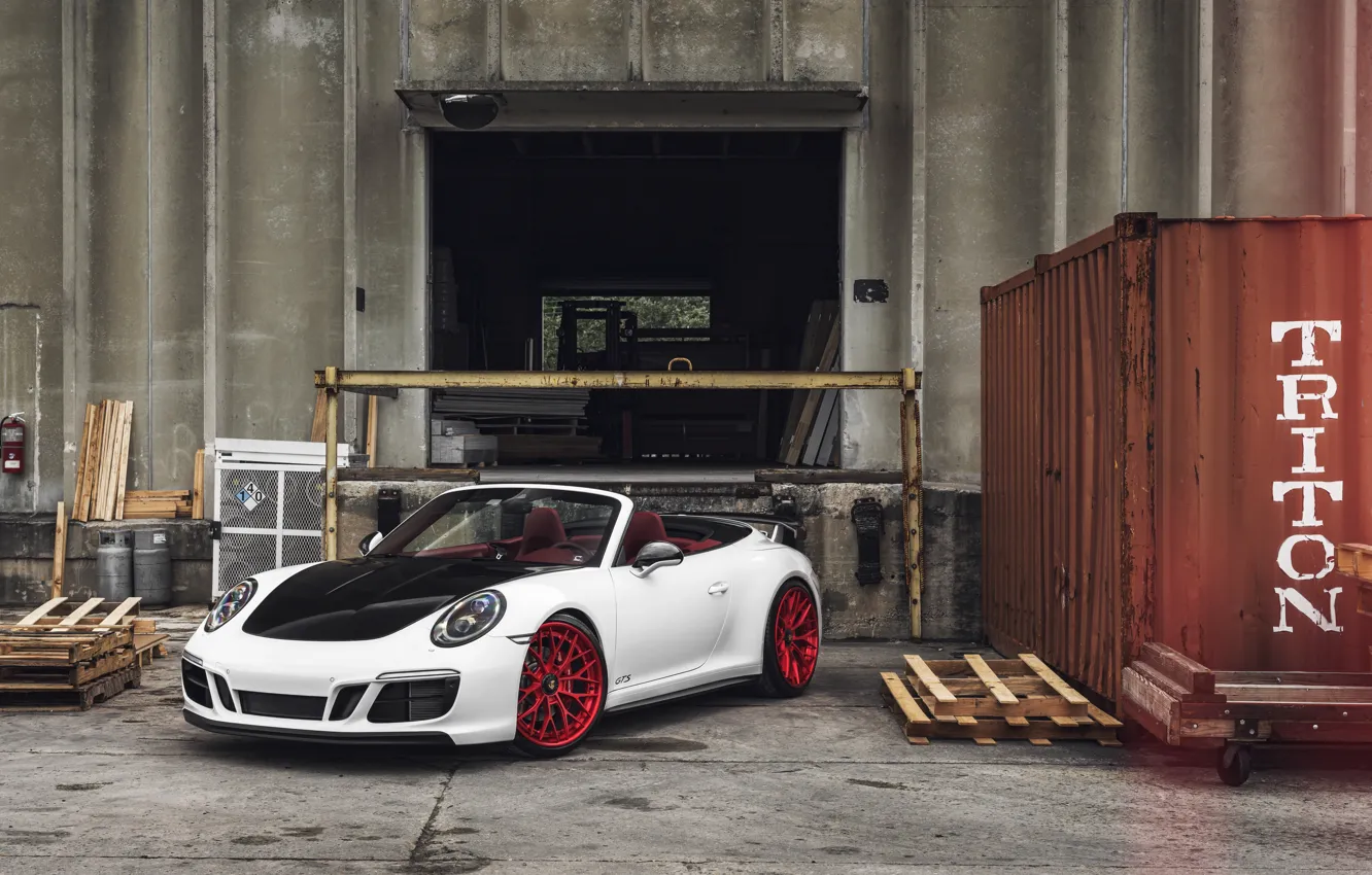 Photo wallpaper white, background, convertible, Porsche GTS