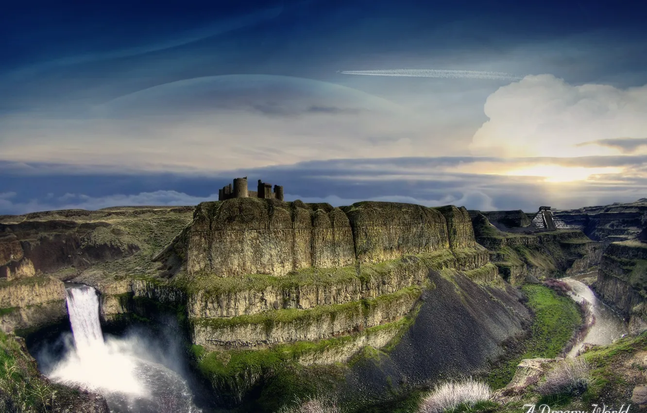 Photo wallpaper waterfall, canyon, gorge, Dreamy World