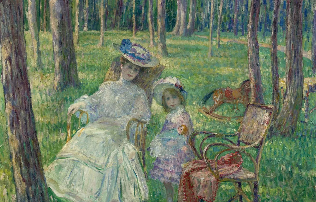 Photo wallpaper picture, Henri Lebasque, Henri Lebacq, Mother and Daughter in the Park