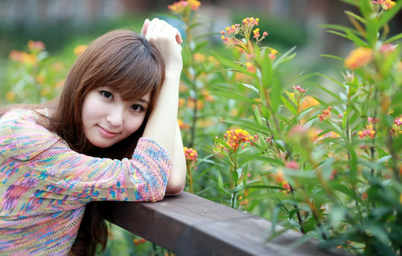 Photo wallpaper girl, beauty, Asian