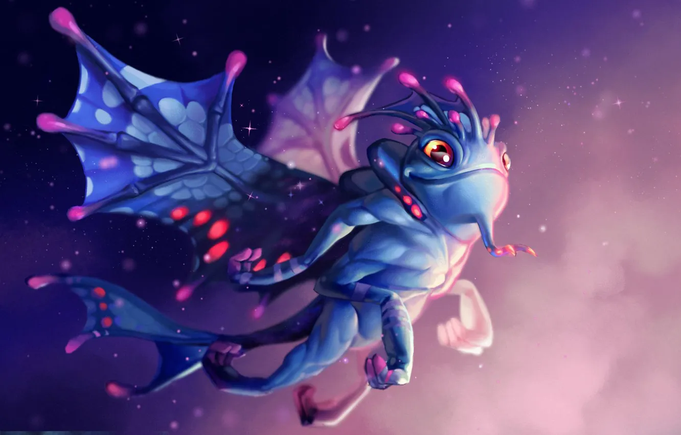 Photo wallpaper dragon, art, dota 2, Puck