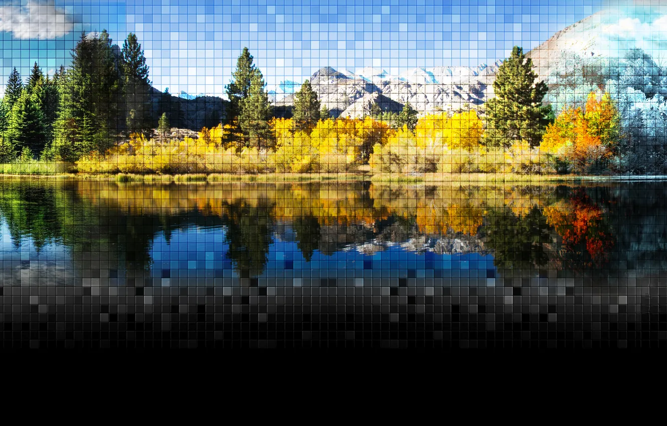 Photo wallpaper winter, autumn, summer, nature, lake, season, mix