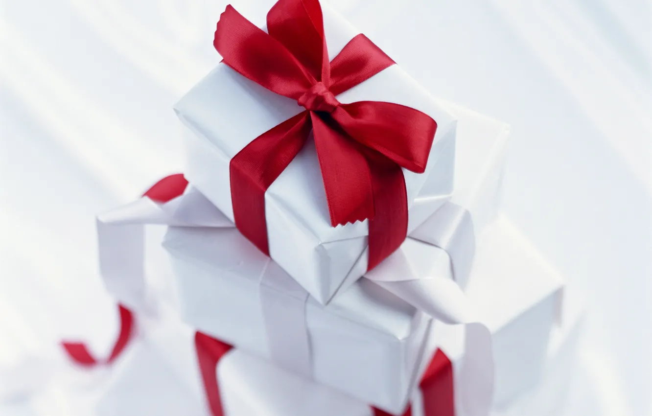 Photo wallpaper holiday, gifts, red, bow, ribbon, box
