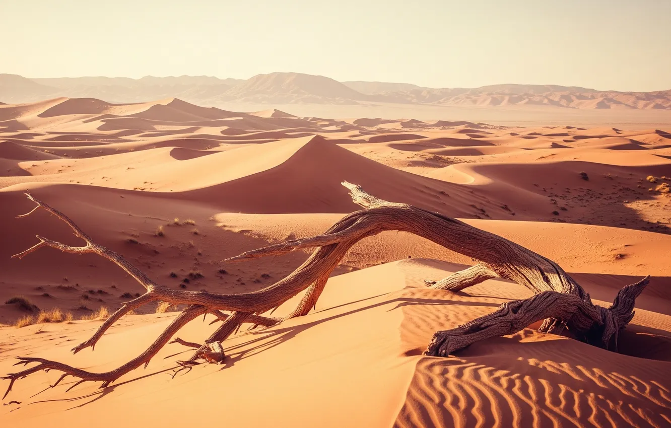 Photo wallpaper sand, the sun, trees, Wallpaper, desert, dunes, wallpaper, desert