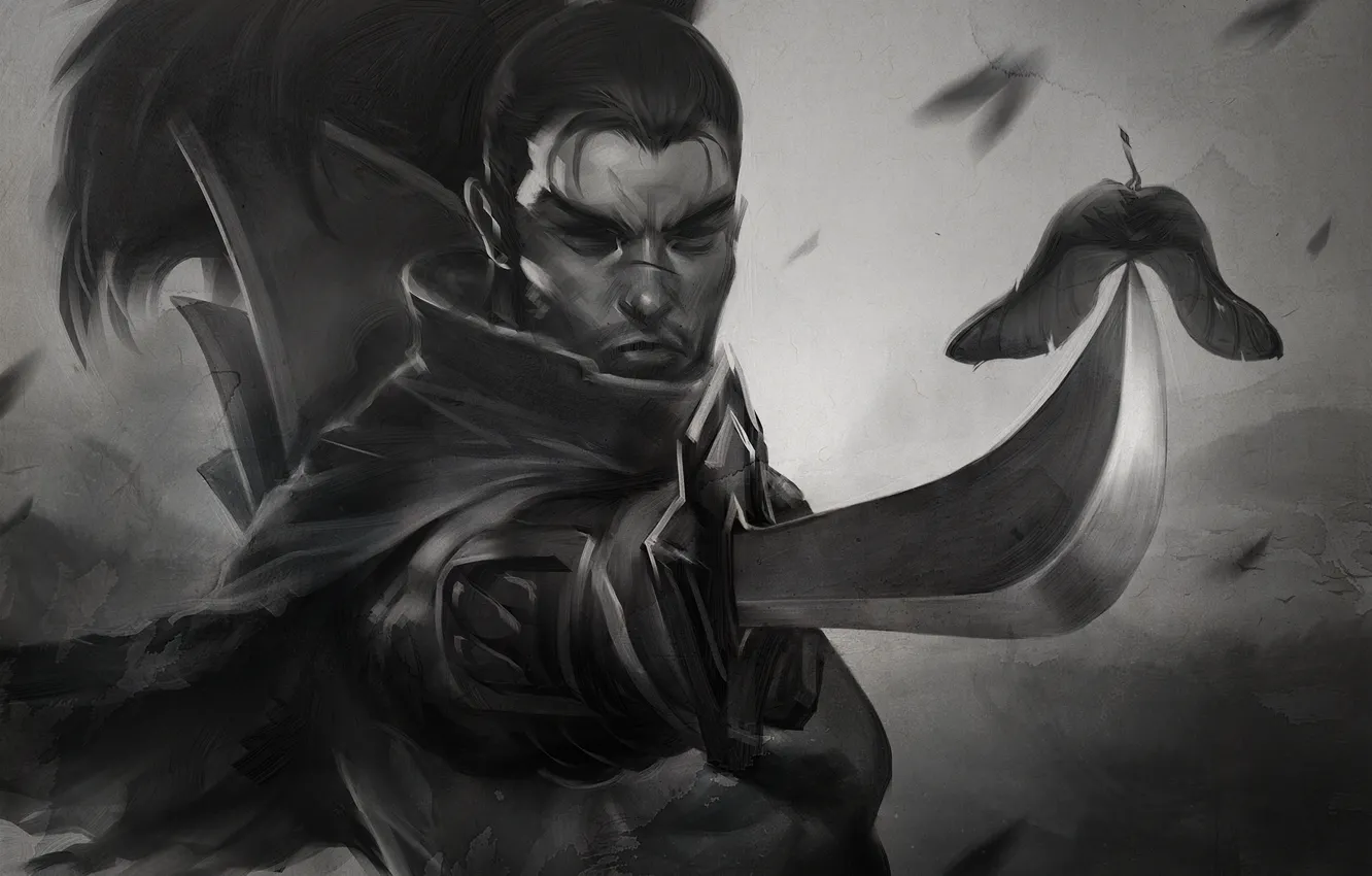 Photo wallpaper figure, sword, warrior, samurai, League of Legends, samurai, LoL, Yasuo