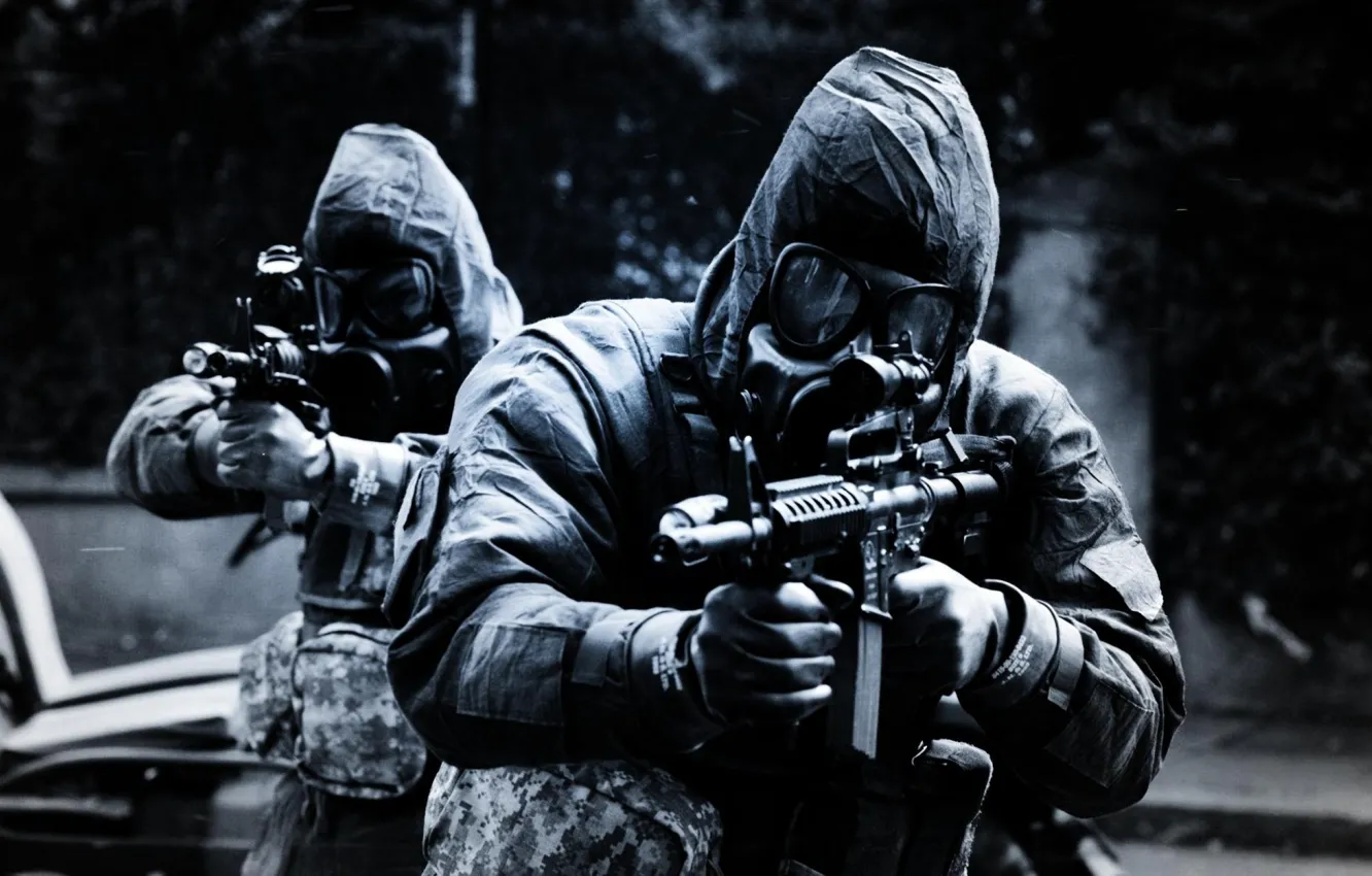 Photo wallpaper weapons, gas mask, Soldiers, special forces, SAS