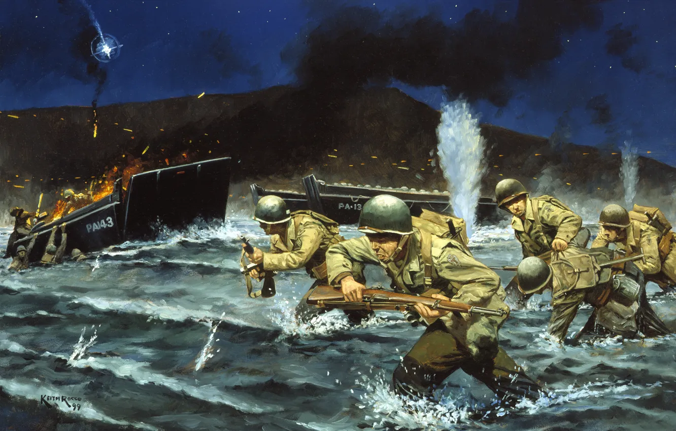 Photo wallpaper war, soldiers, run, Italy -- September 9, 1943 -- The U.S. Army's longest World War …