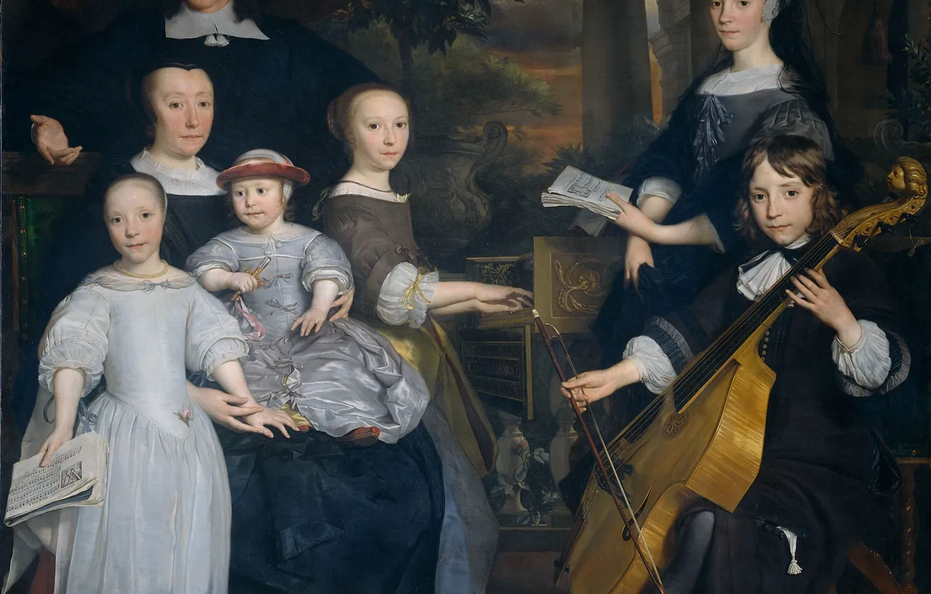 Photo wallpaper oil, portrait, picture, canvas, 1671, A merchant from Amsterdam with family, Abraham Lambertsz. van den …