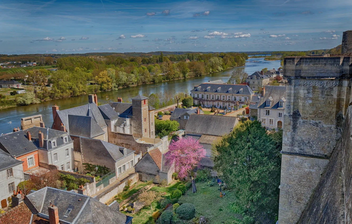 Photo wallpaper river, France, building, home, panorama, France, Amboise, Amboise