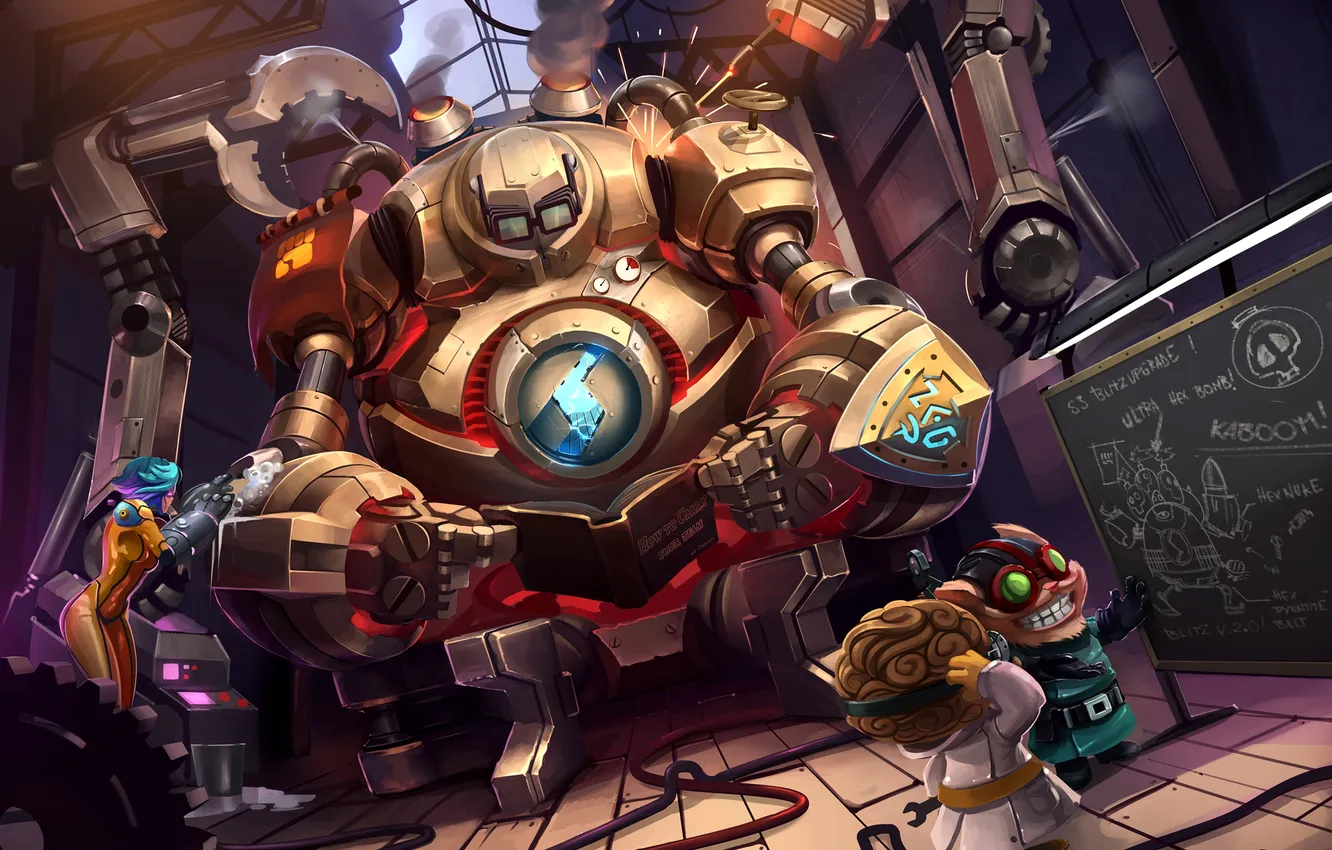 Photo wallpaper girl, Board, robot, book, art, League of Legends, scientist, tagme