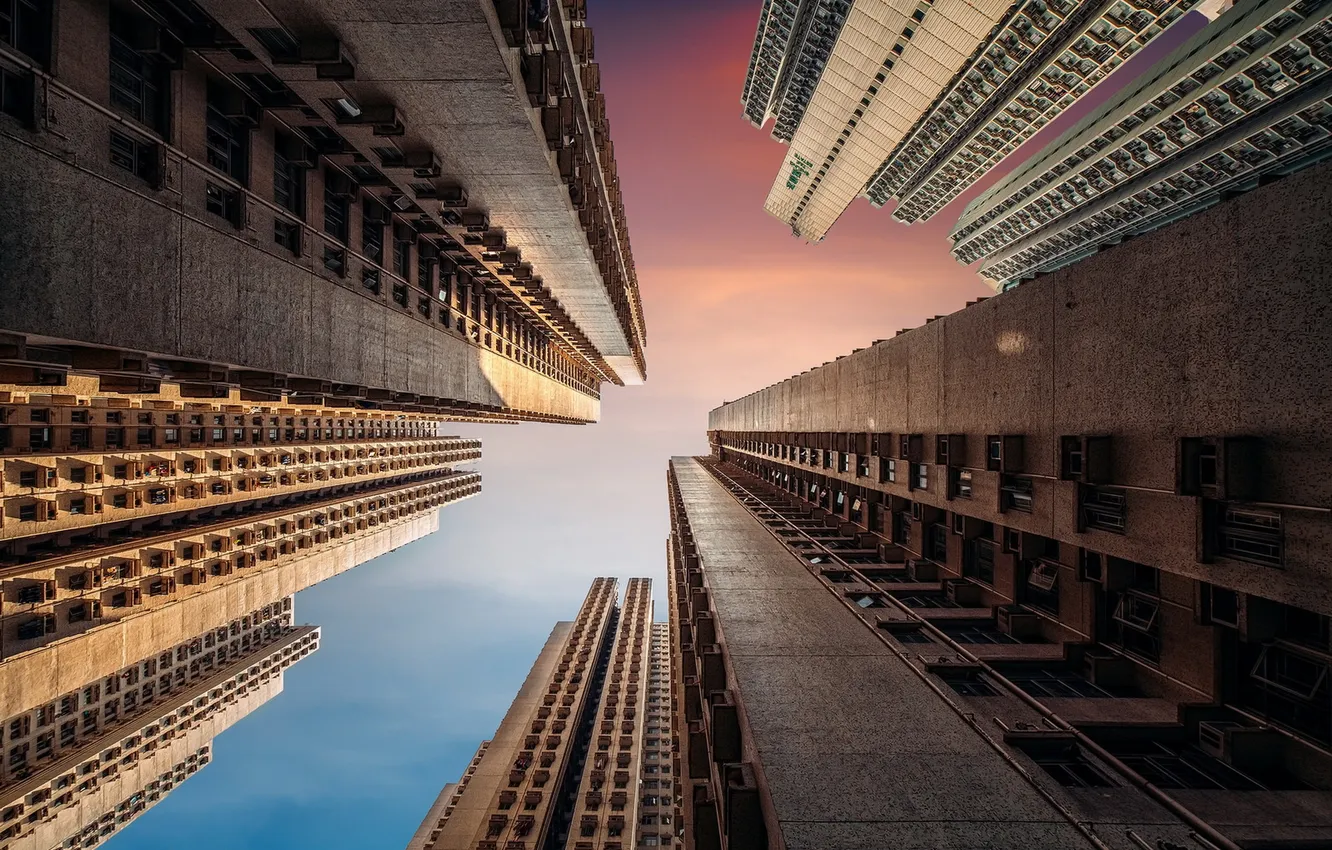 Photo wallpaper the sky, the city, home