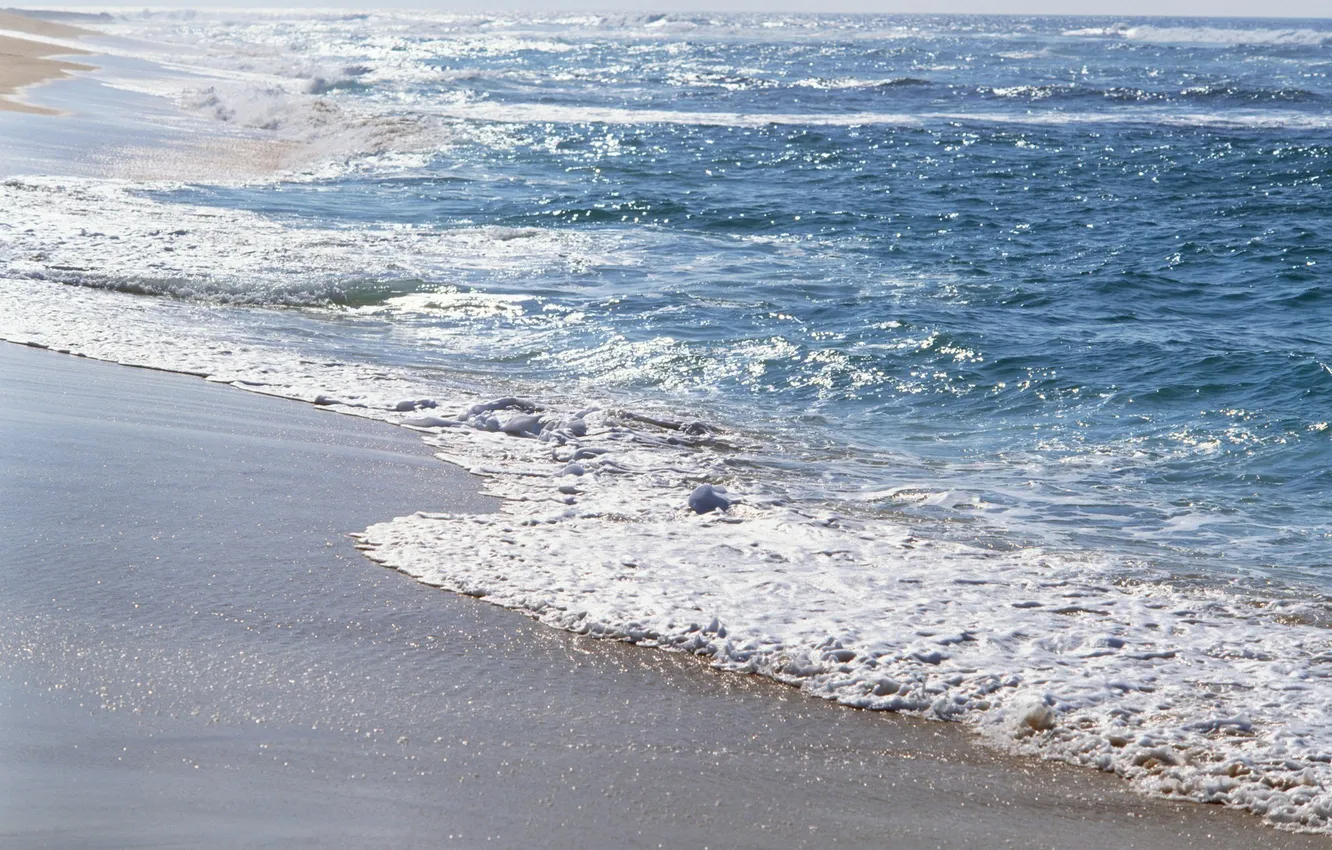 Photo wallpaper sea, wave, the sky, nature, river