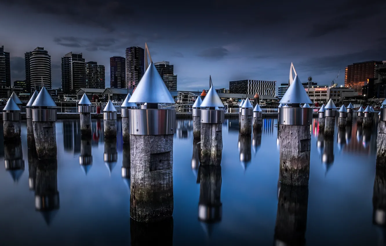 Photo wallpaper night, the city, Melbourne, Docklands
