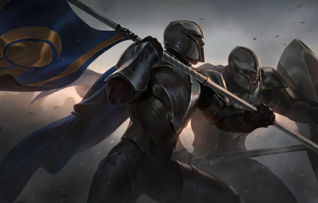 Photo wallpaper people, flag, knight, Legends of Runeterra