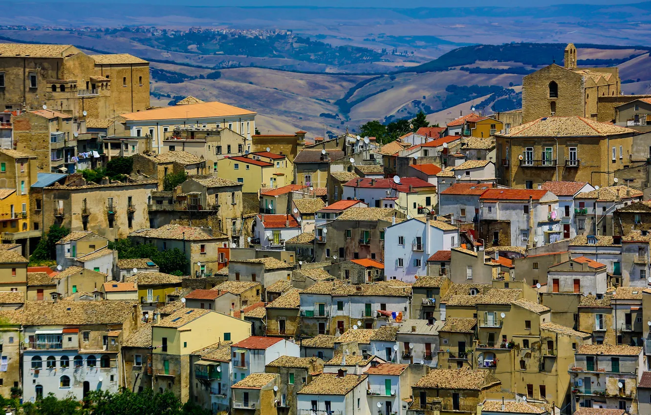 Photo wallpaper the sky, mountains, home, Italy, Basilicata