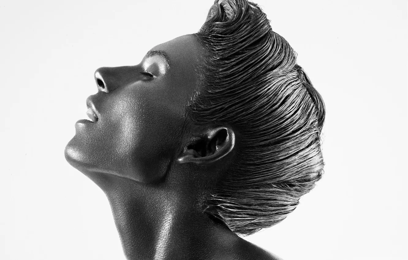 Photo wallpaper white, face, style, background, head, makeup, hairstyle, profile